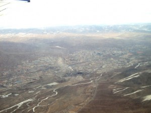 Part of Ulanbaatar as seen from the airplane window